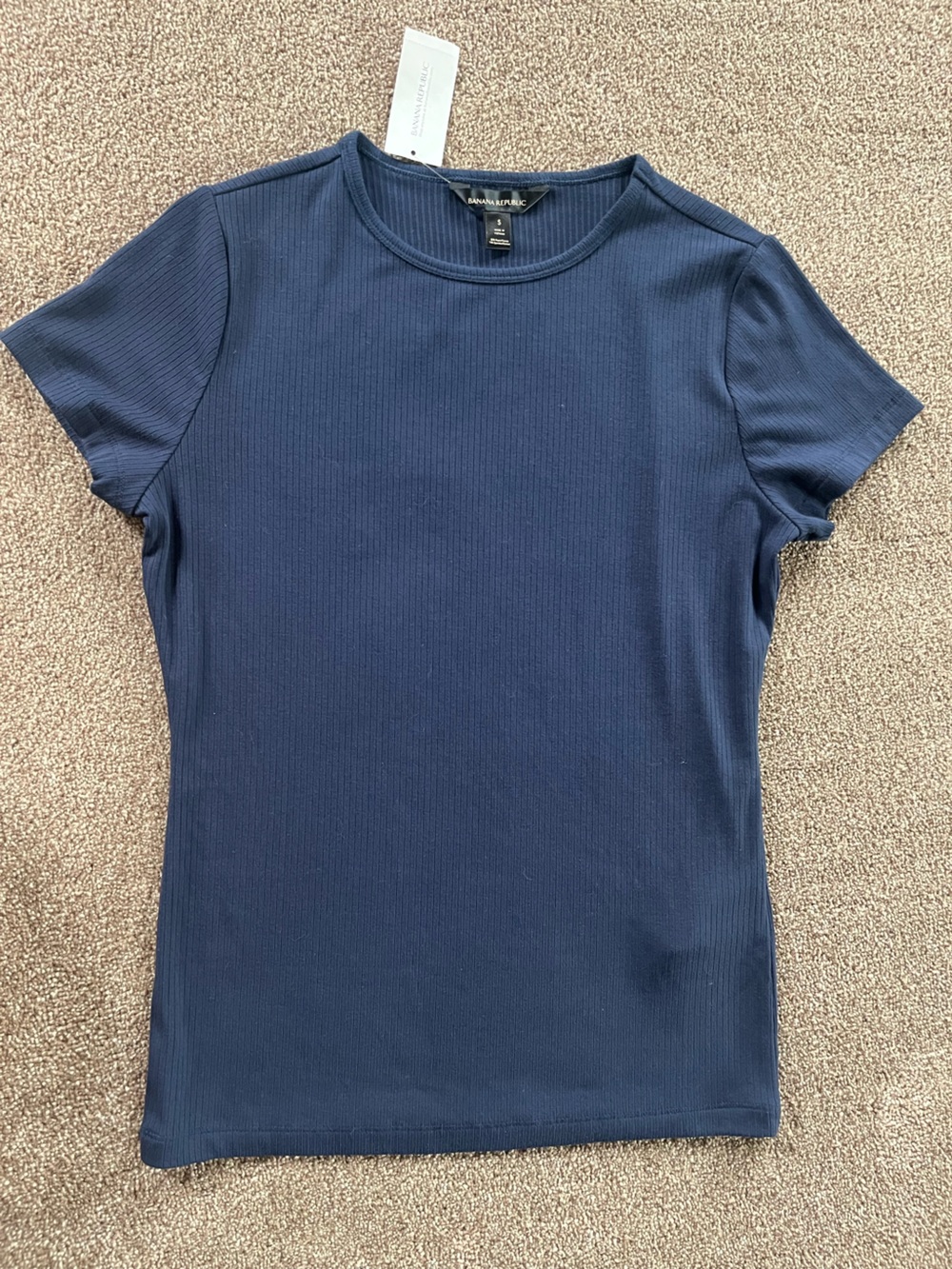 NWT Banana Republic Navy Ribbed Short-Sleeve Tee